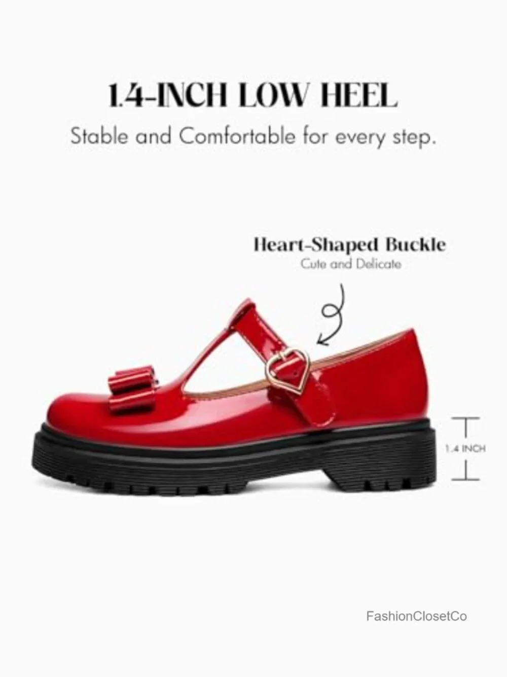 Girls Mary Jane Flats Bow Chunky Platform Loafers Faux Leather Hook-Loop Dress